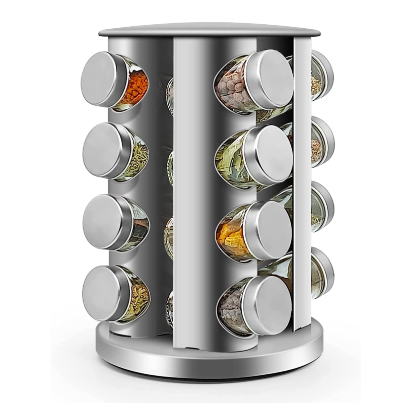 Comprar Especiero Giratorio Acero Con 16 Frascos en Electroshopy